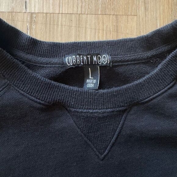 Dolls Kill Current Mood America Eagle Black Oversized Sweatshirt Size Large Goth - Picture 2 of 6